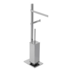 BASIC Piantana in ottone cromato con porta salviette Lungh.25 cm. + porta rotolo fissi + porta scopino