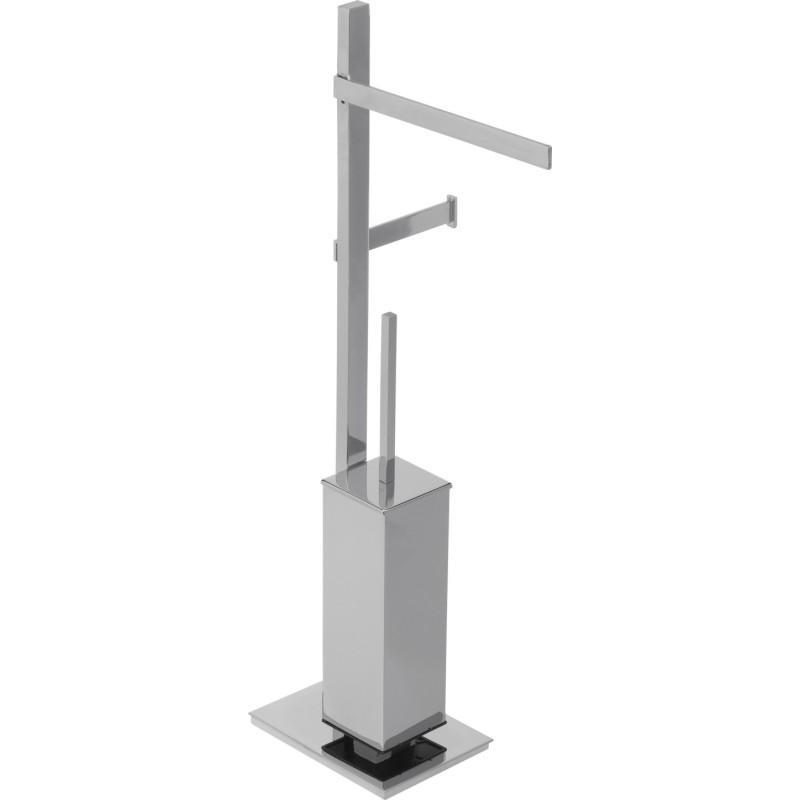 BASIC Piantana in ottone cromato con porta salviette Lungh.25 cm. + porta rotolo fissi + porta scopino