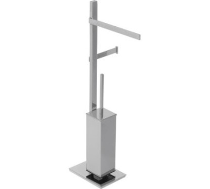 BASIC Piantana in ottone cromato con porta salviette Lungh.25 cm. + porta rotolo fissi + porta scopino