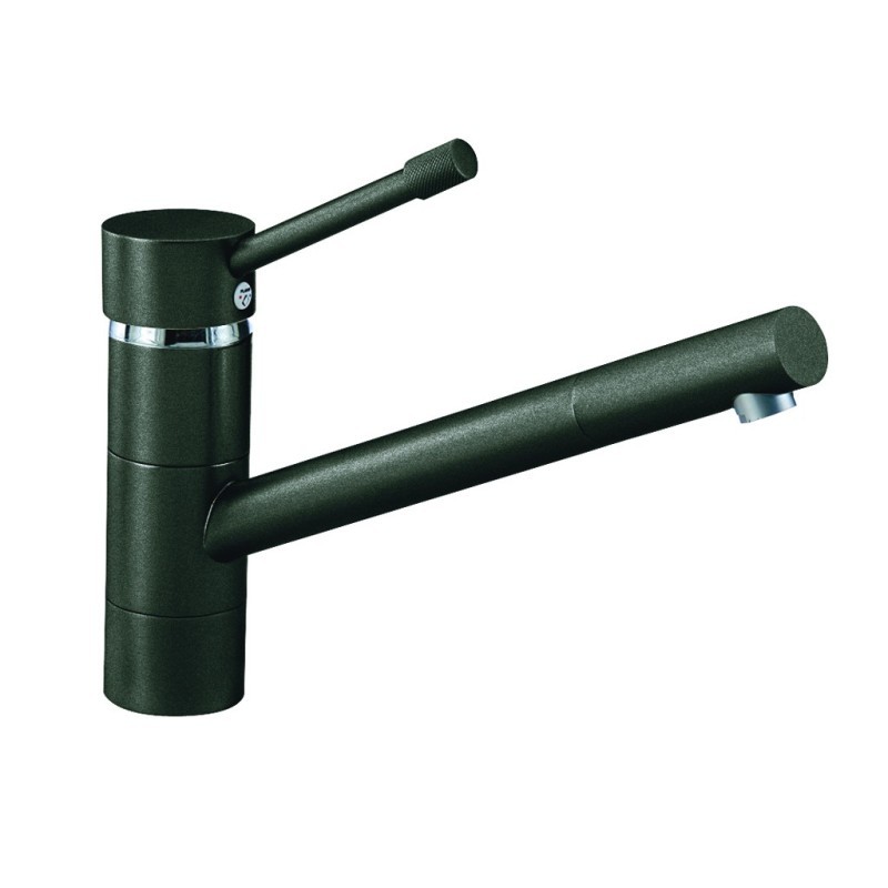 TIZEK miscelatore monocomando con canna tonda finitura cromo/micro ultragranit 95 nero ebony
