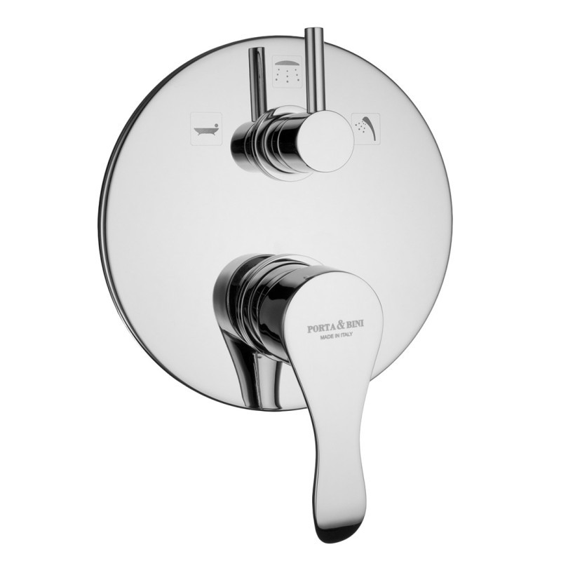 MASTER Monocomando doccia incasso con deviatore tre uscite finitura cromo con cartuccia a risparmio d'acqua