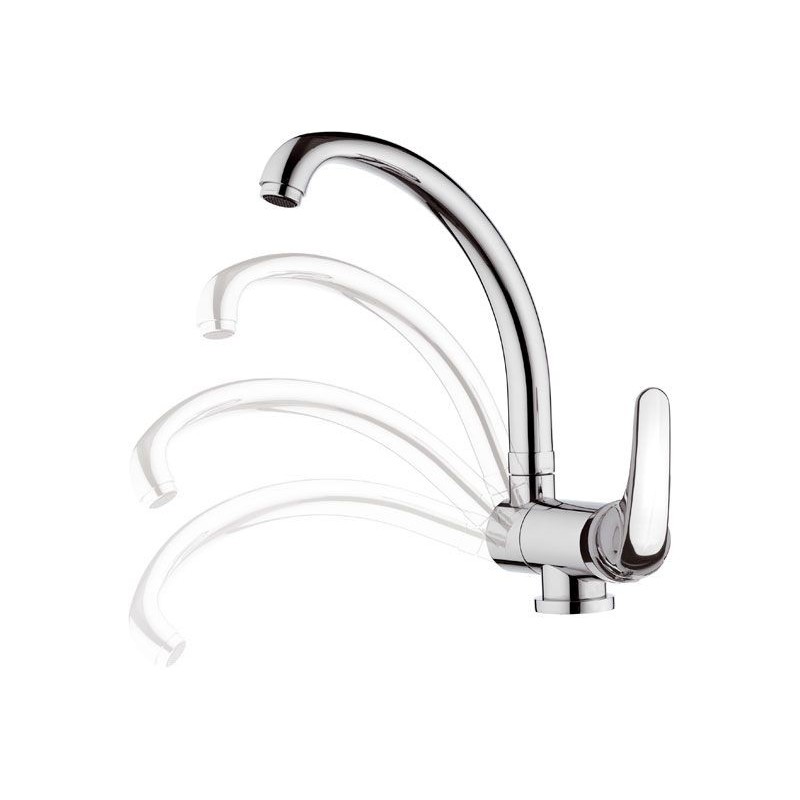 MINI Miscelatore monocomando per lavello sottofinestra, con bocca alta girevole, tipo lusso finitura cromo