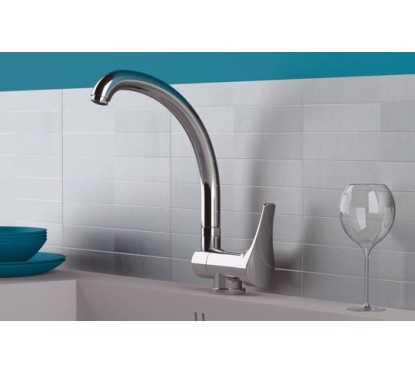 RIO Miscelatore monocomando per lavello sottofinestra con bocca alta girevole finitura cromo