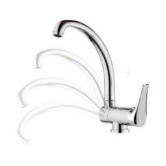 RIO Miscelatore monocomando per lavello sottofinestra con bocca alta girevole finitura cromo