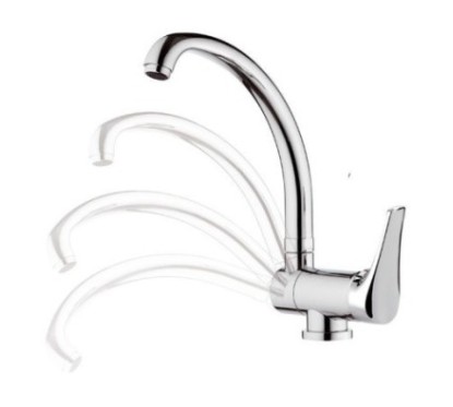 RIO Miscelatore monocomando per lavello sottofinestra con bocca alta girevole finitura cromo