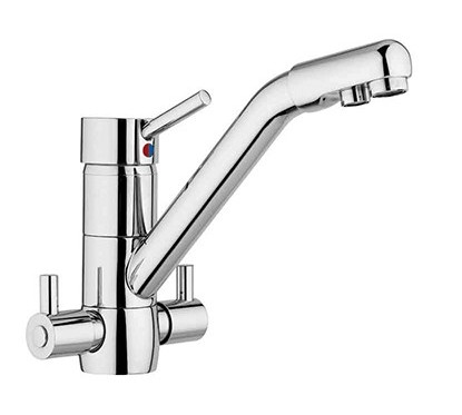 KITCHEN PROGRAM Miscelatore quattro vie per acqua depurata naturale e gassata finitura cromo