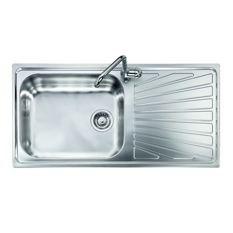 VINTAGE - INCASSO STANDARD E BORDO 8 mm lavello in acciaio inox ad una vasca grande più scolapiatti DX finitura satinato