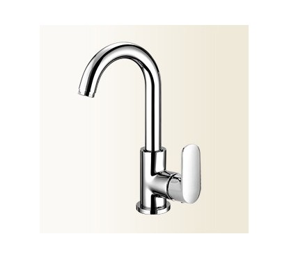 MIA Miscelatore per lavabo con canna alta girevole e scarico finitura nickel spazzolato