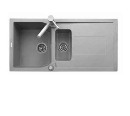 CORAX 99.15 Lavello cucina a due vasche più scolapiatti finitura micro ultragranit 70 black matt