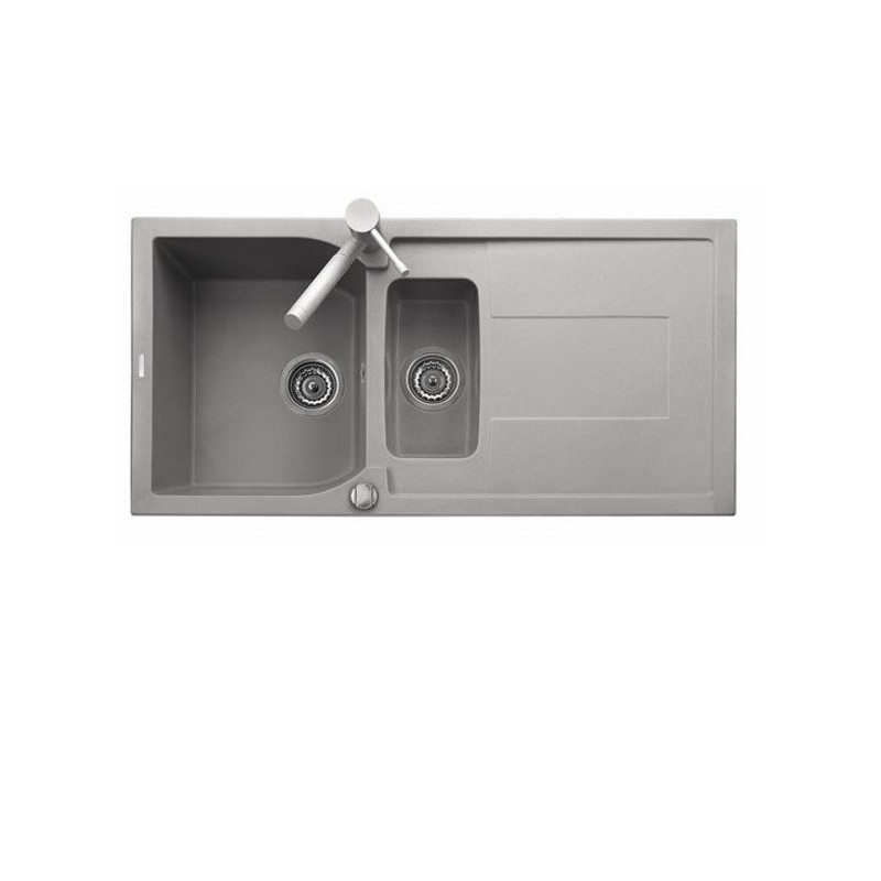 CORAX 99.15 Lavello cucina a due vasche più scolapiatti finitura micro ultragranit 95 nero ebony