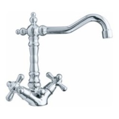 MAYA monoforo lavabo decò con scarico finitura cromo