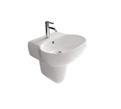 ERGO lavabo cm 55x48xh18, monoforo + semicolonna