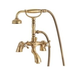 OLD FASHION Gruppo vasca esterno con raccordi bordo vasca finitura ottone lucido