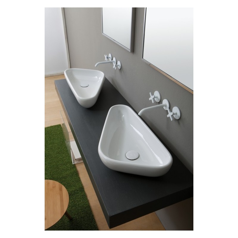 SCALENE lavabo d'appoggio finitura bianco lucido