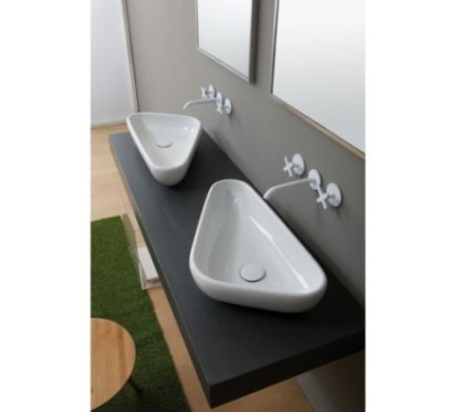 SCALENE lavabo d'appoggio finitura bianco lucido