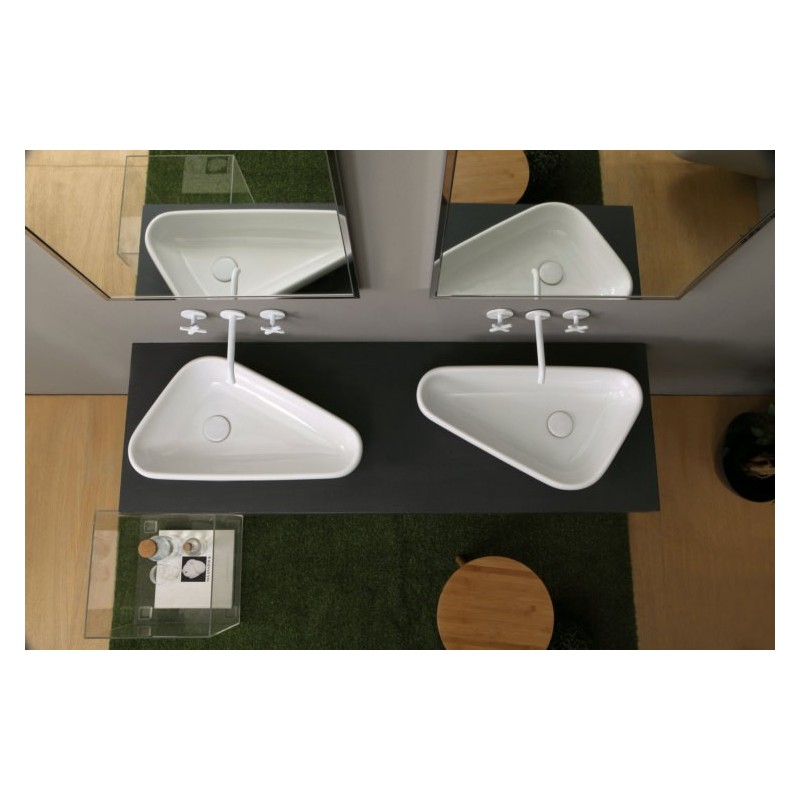 SCALENE lavabo d'appoggio finitura bianco lucido