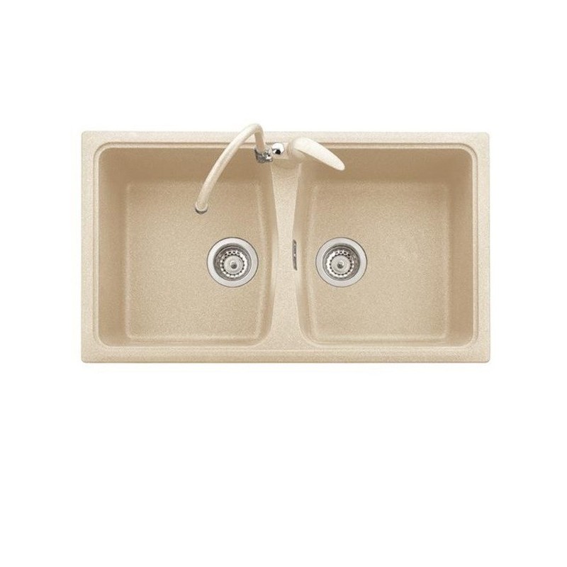 SPAZIO 86.20 Lavello cucina a due vasche finitura micro ultragranit 98 bianco