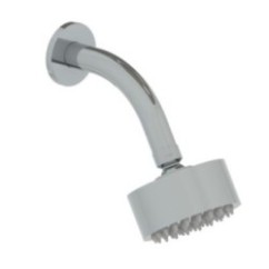 Soffioncino rotondo diam. 90mm completo di braccio in acciaio inox finitura satinato