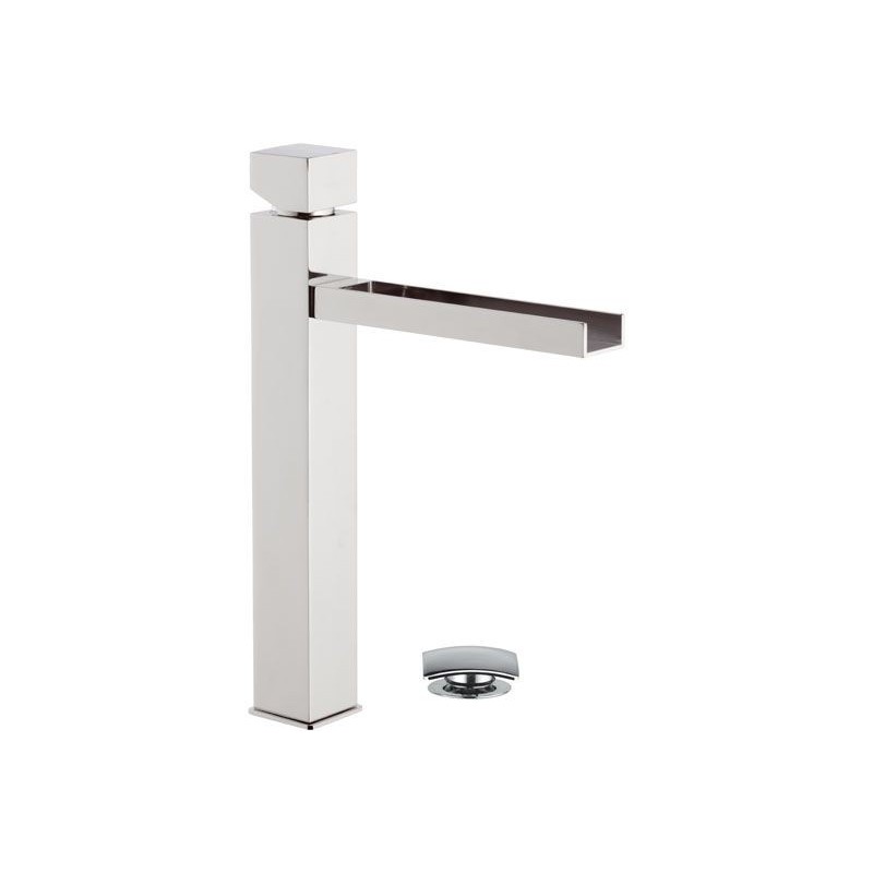 CUBE WATERFALL monocomando lavabo alto con bocca a cascata finitura cromo