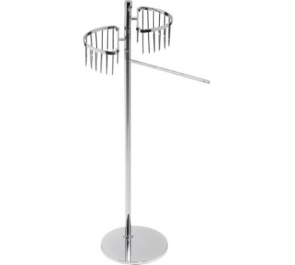 MT Piantana in ottone cromato con due griglie semicircolari + porta salviette