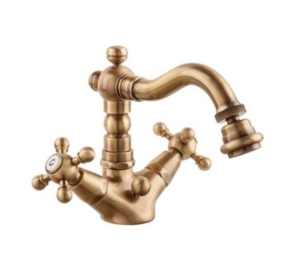 OLD FASHION Monoforo bidet bocca girevole con scarico finitura dark copper