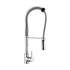 Miscelatore cucina con mollettone e doccetta in ottone a due getti