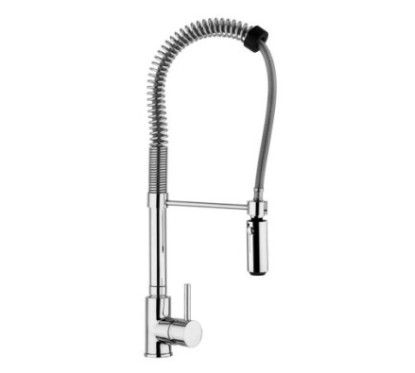 Miscelatore cucina con mollettone e doccetta in ottone a due getti