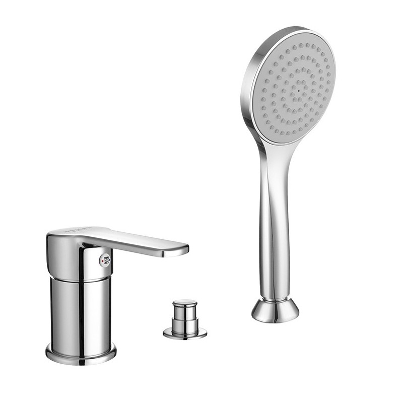 YUMA Batteria monocomando bordo vasca con deviatore e doccetta finitura cromo