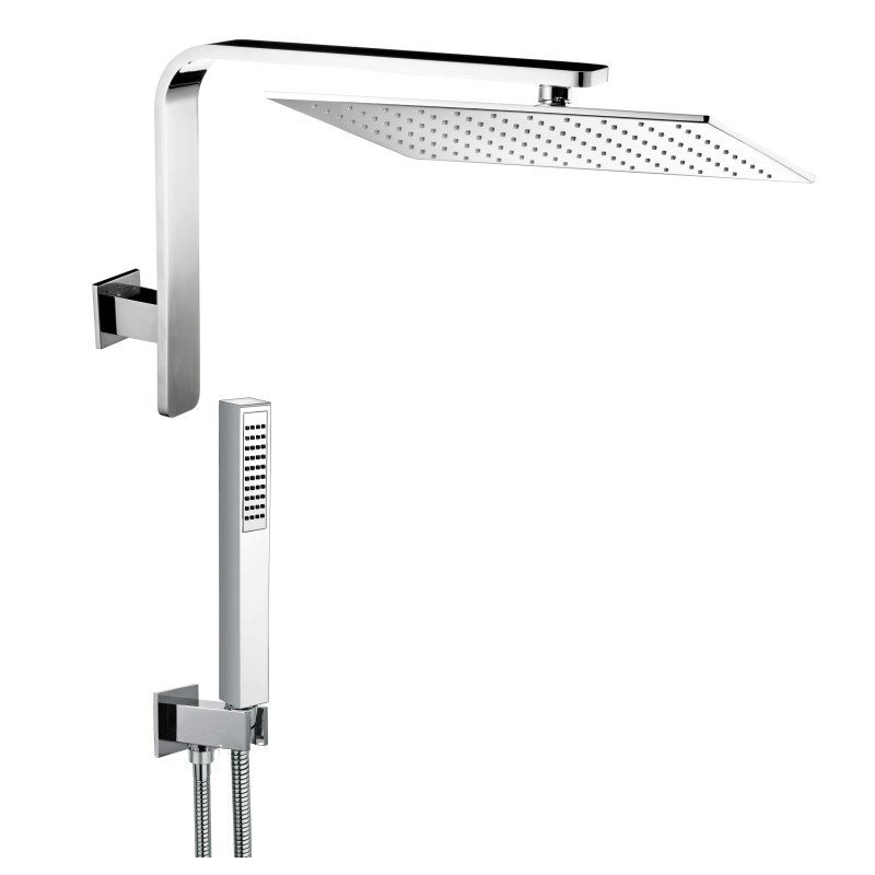 LYBRA QUADRO kit soffione con presa acqua e doccia. Soffione 300x300 mm.