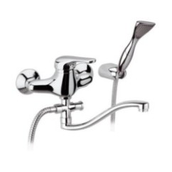 VENUS Miscelatore lavabo/vasca con canna "S" cm.30, deviatore con kit doccia finitura cromo