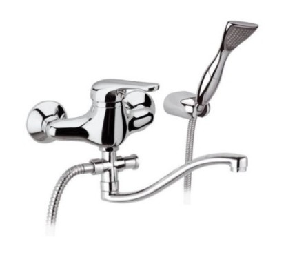 VENUS Miscelatore lavabo/vasca con canna "S" cm.30, deviatore con kit doccia finitura cromo