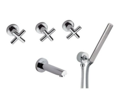 JAX Batteria vasca incasso con set doccia finitura cromo