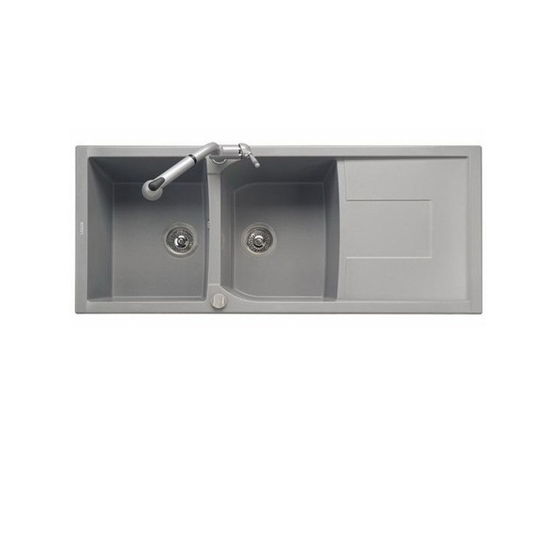 CORAX 116.20 Lavello cucina a due vasche più scolapiatti finitura micro ultragranit 90 bianco opale