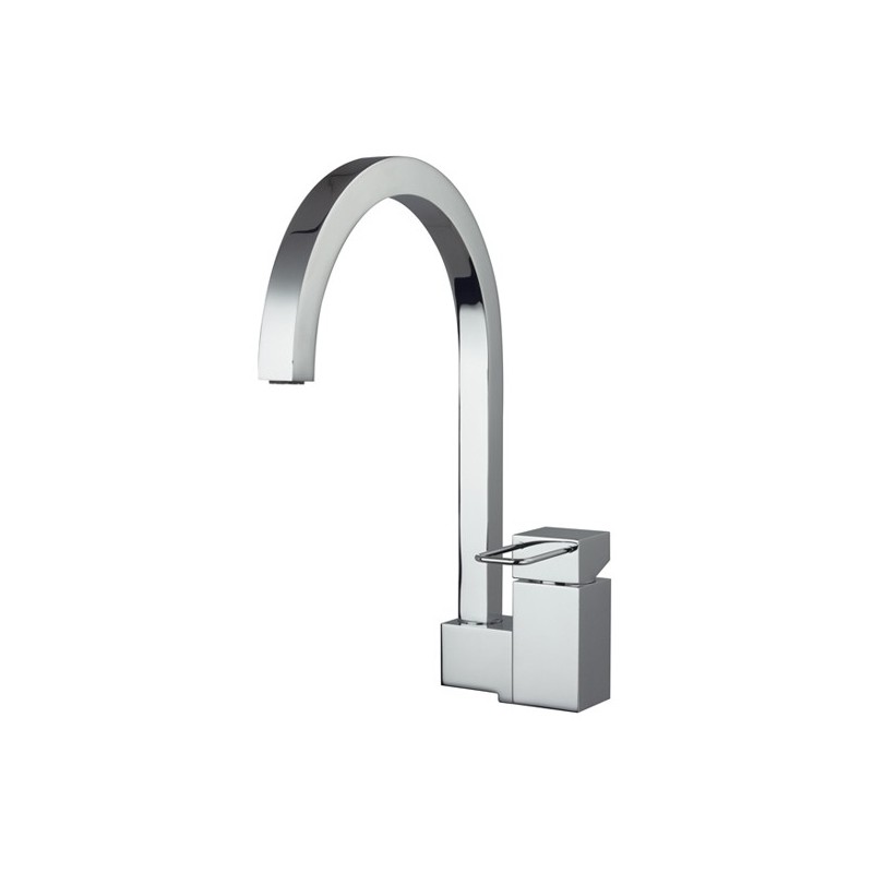 QUADRA rubinetto monocomando lavabo bocca a P alta con scarico click-clack 1"1/4 finitura cromo