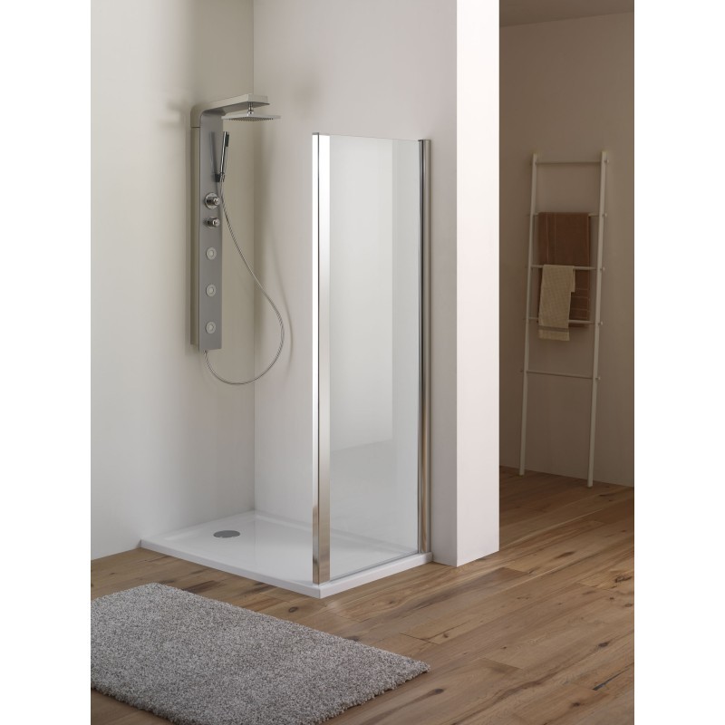 BLADY DOOR Porta a battente finitura argento satinato 80 cm trasparente (misura 75/80 h.185)