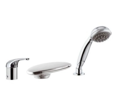 MINI Batteria bordo vasca con bocca a cascata e doccia estraibile finitura cromo