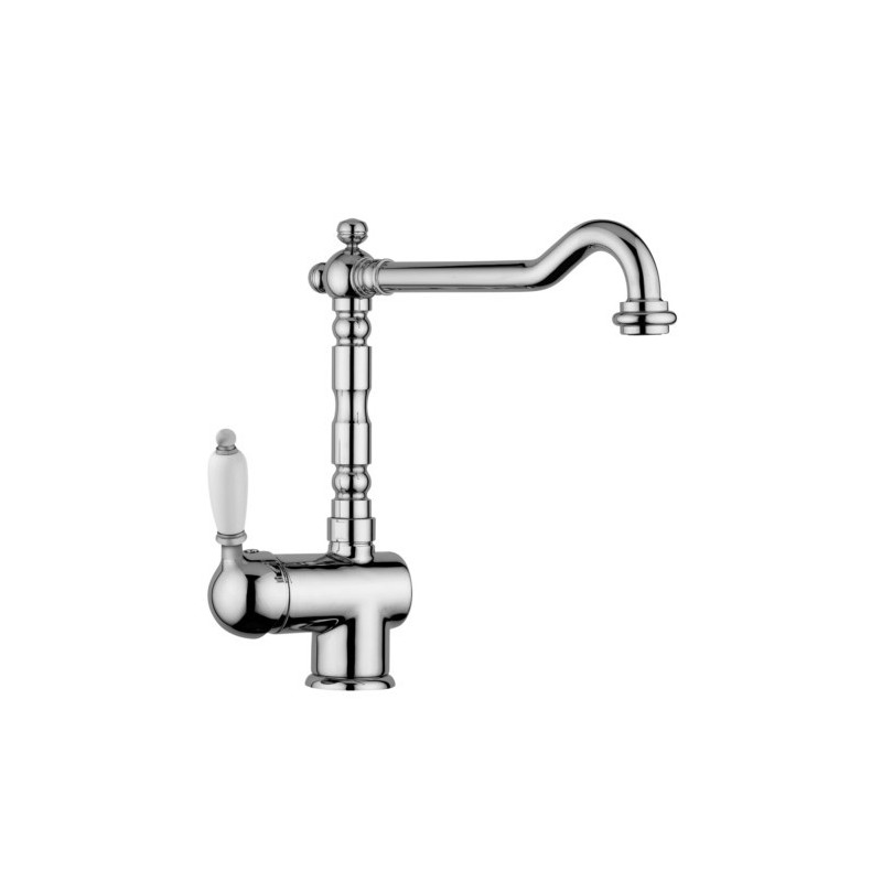 Miscelatore cucina con canna stile tradizionale finitura cromo