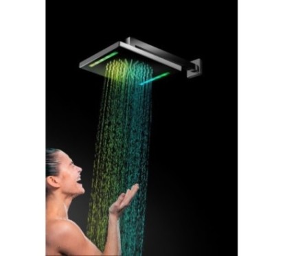 BAGNO ITALIANO IRIS soffione doccia in acciaio inox a led cm. 26x26 con cromoterapia finitura inox lucido
