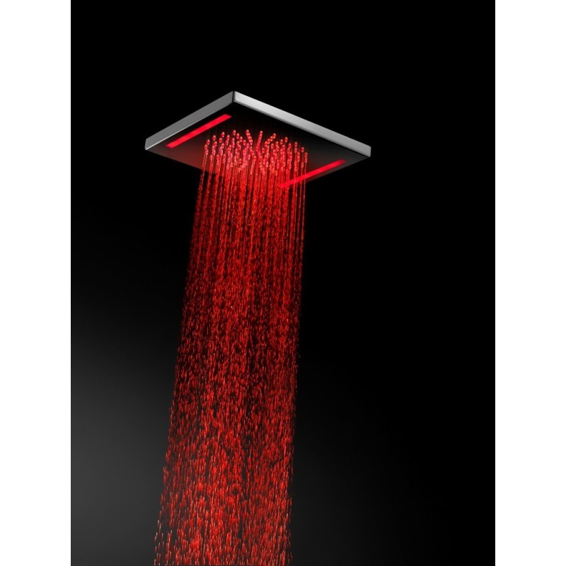 BAGNO ITALIANO IRIS soffione doccia in acciaio inox a led cm. 26x26 con cromoterapia finitura inox lucido