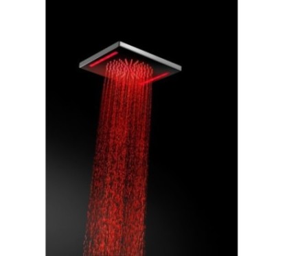 BAGNO ITALIANO IRIS soffione doccia in acciaio inox a led cm. 26x26 con cromoterapia finitura inox lucido