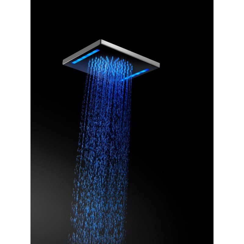 BAGNO ITALIANO IRIS soffione doccia in acciaio inox a led cm. 26x26 con cromoterapia finitura inox lucido