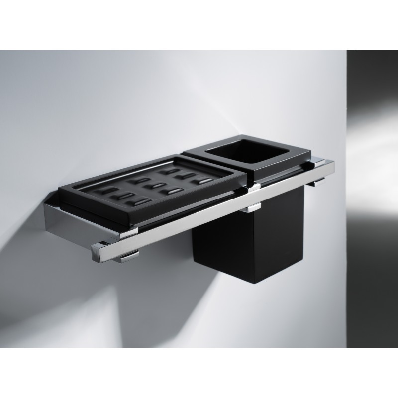 CUBE Porta sapone/bicchere vetro nero