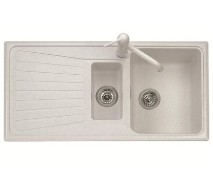 SPAZIO 99.15 Lavello cucina a due vasche più scolapiatti finitura micro ultragranit 55 sahara