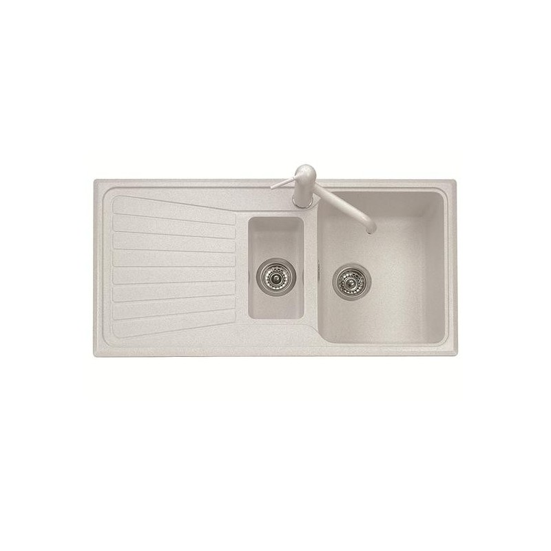 SPAZIO 99.15 Lavello cucina a due vasche più scolapiatti finitura micro ultragranit 90 bianco opale