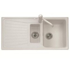 SPAZIO 99.15 Lavello cucina a due vasche più scolapiatti finitura micro ultragranit 95 nero ebony