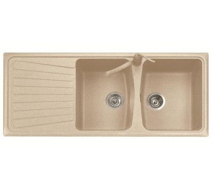 SPAZIO 116.20 Lavello cucina a due vasche più scolapiatti finitura ultraquartz colori tradizionali 66 terra di francia