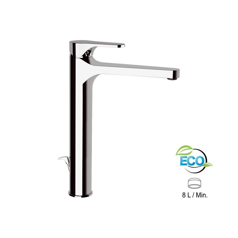 OMEGA ECO Monocomando lavabo XL con scarico finitura cromo