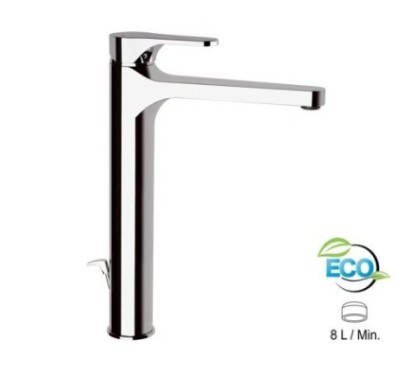 OMEGA ECO Monocomando lavabo XL con scarico finitura cromo