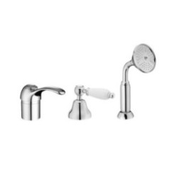 ROYAL Batteria monocomando bordo vasca con deviatore e doccetta finitura bronzato