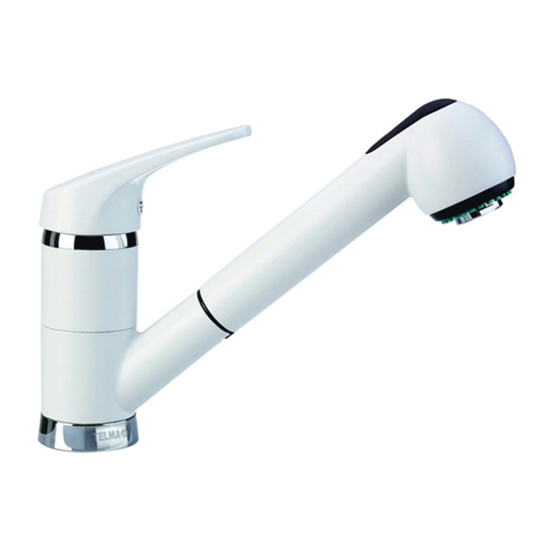 PLUSMIXEXT miscelatore monocomando con doccia estraibile finitura microultragranit 98 bianco